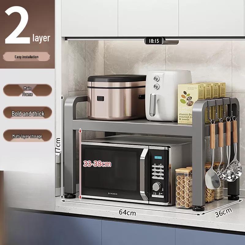 Retractable Carbon Steel Microwave Oven Storage Rack