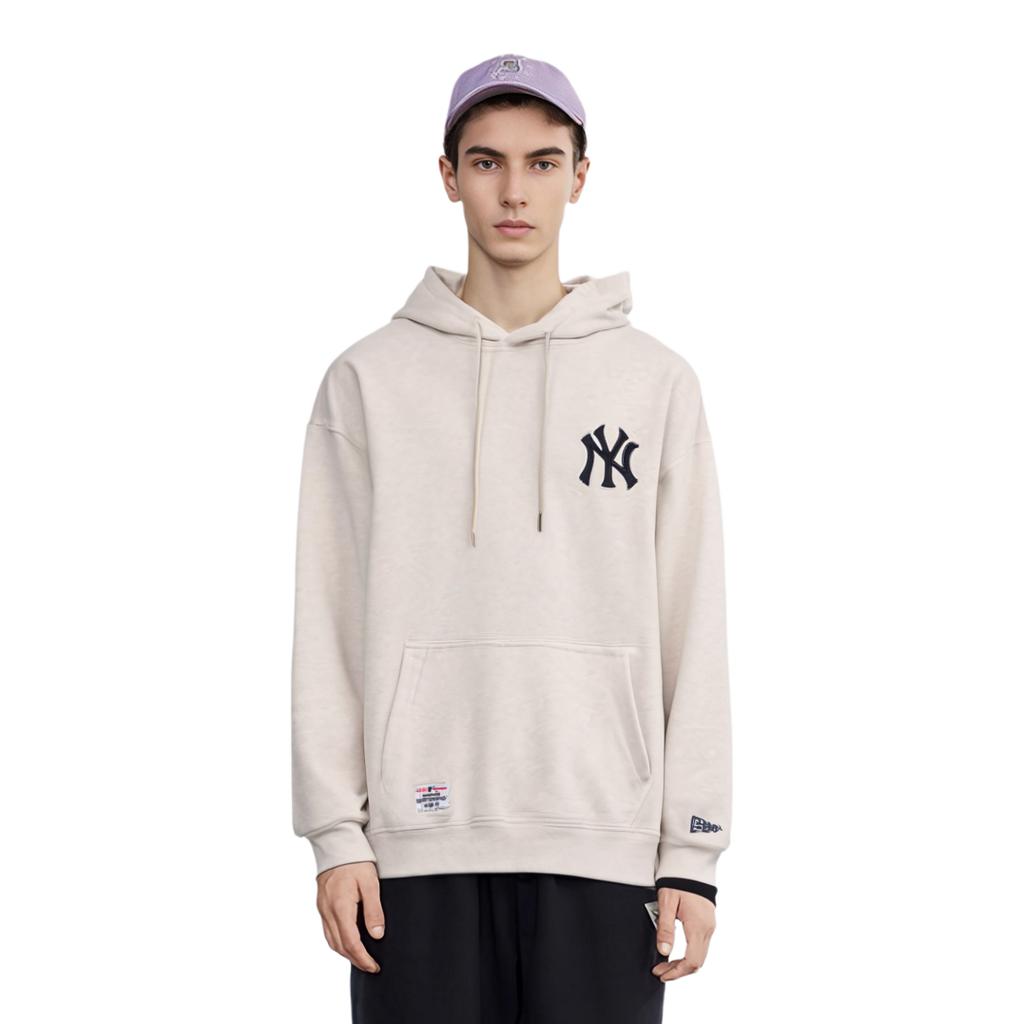 New Era X MLB Collaboration New York Yankees Letter Logo Pullover Hoodie Unisex sweatshirt Oatmeal 13781158