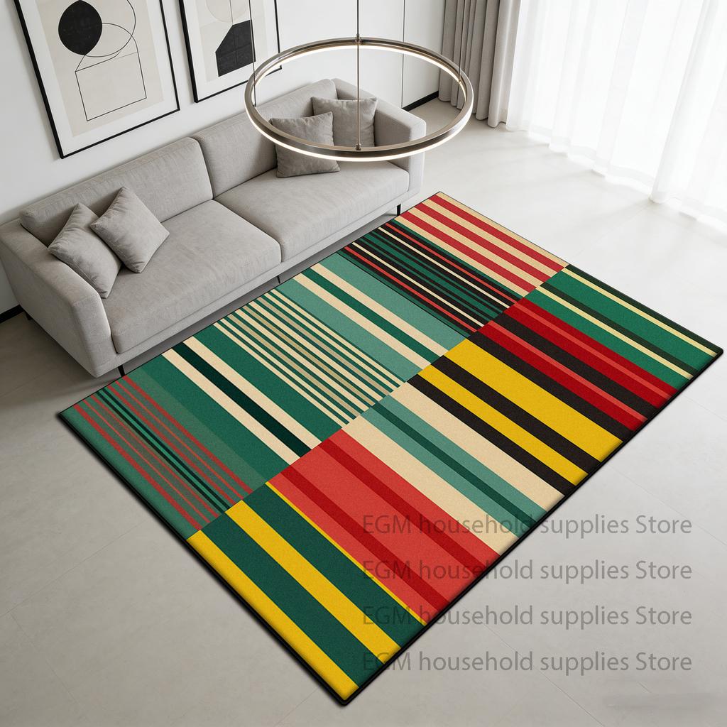 Modern Black White Carpet Minimalism Striped Decoration Bedside Bedroom Rug Lounge Cloakroom Antiskid Study Floor Mats Washable