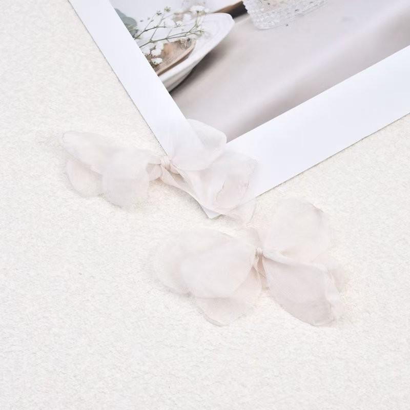 Burnt Edge Gauze Flower Trim Earrings - Petal Jewelry for DIY Holiday Style