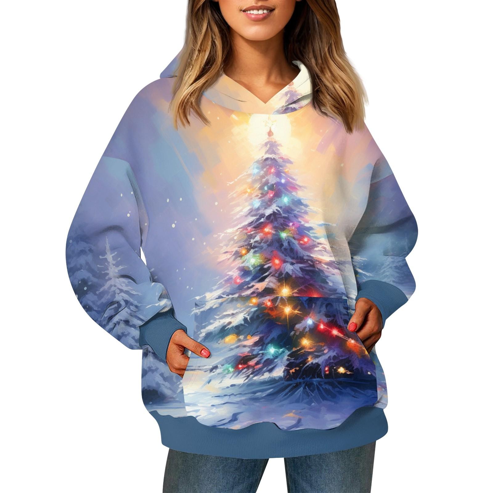 Женский модный свитер с длинными рукавами и рождественским принтом — фото 9