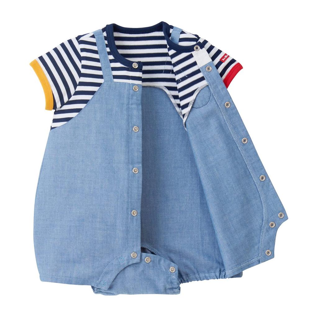 MIKI HOUSE HOT BISCUITS Shortall Gift Set for Boys and Baby Baby (Boxed) Girls, Clothes, Gift, Blue, 70cm, 74-9977-498
