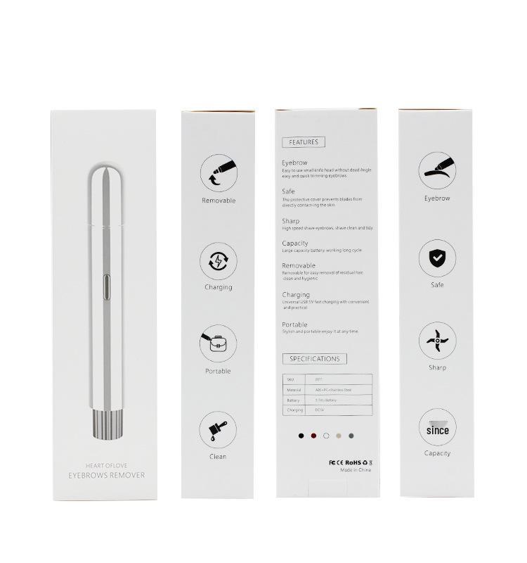 USB Rechargeable Stainless Steel Eyebrow Trimmer with Metal Design