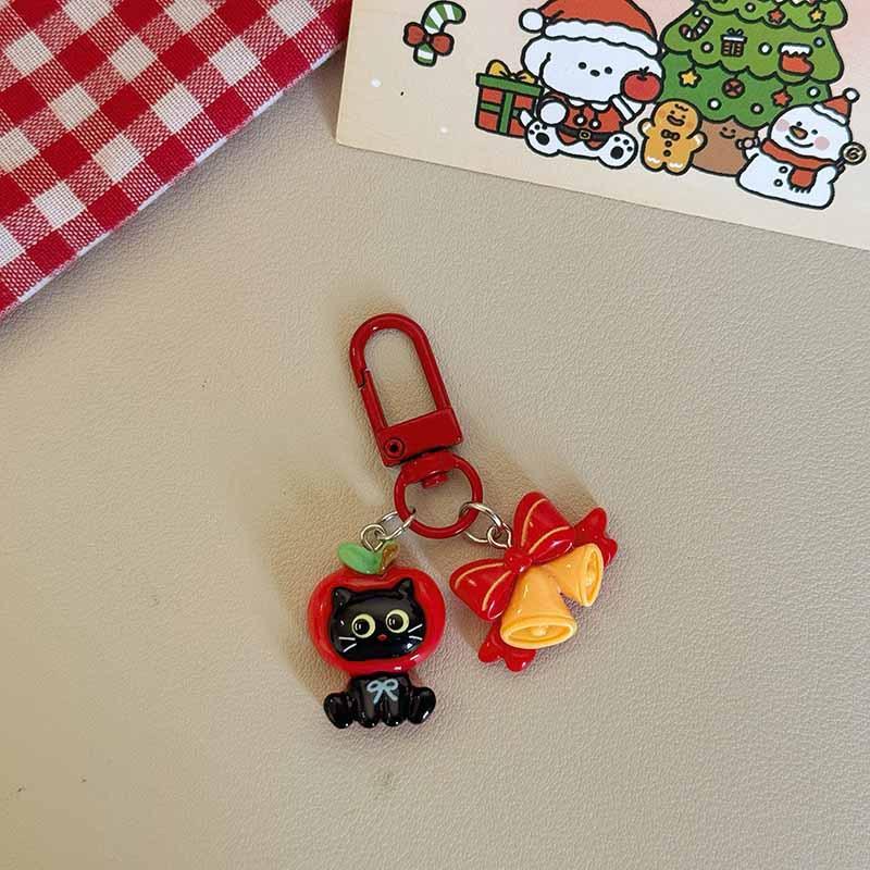 Cartoon Xmas Santa Claus Keychain Resin Gingerbread Man Elk Snowman Pendant Charms Couple Bag Hanging Decoration Christmas Gift