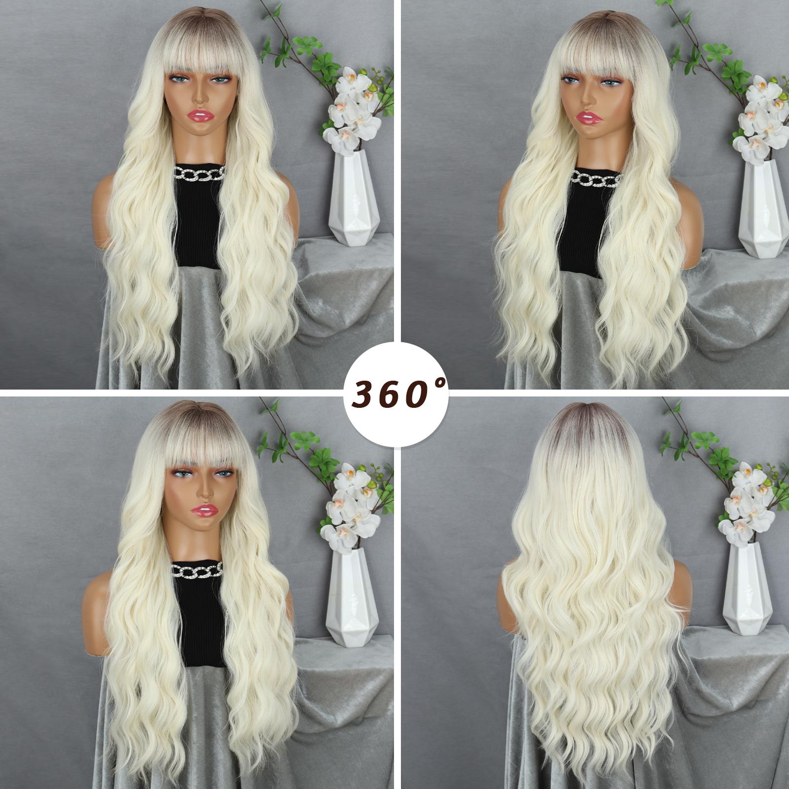 

Синтетические длинные парики XINRAN с натуральной волной и челкой, термостойкое волокно для женщин, повседневный косплей 65cm