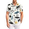 Mens Short Sleeve Collared Shirt with Beach Print Casual Button Down Lightweight Summer Outdoor Top
