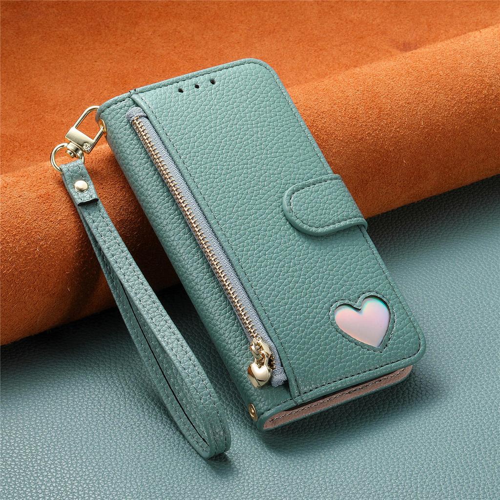 Wallet Flip Case for iPhone 17 16 15 14 13 12 11 Pro Man Air 16e 17e 7 8 Plus, PU Leather with Zipper, Card Slots, Hand Strap