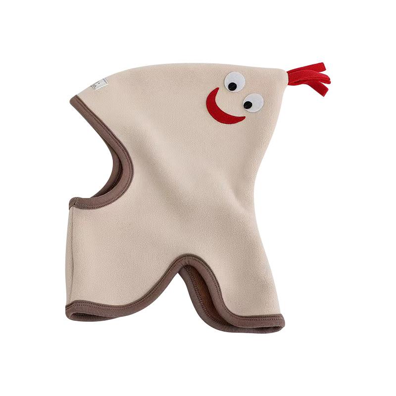 Niedliche Babymütze, Schal, einteilig, weiches Fleece, Herbst/Winter, Kinder-Beanie, warme Ohren, Nackenschutz, Cartoon-Kinderkappe