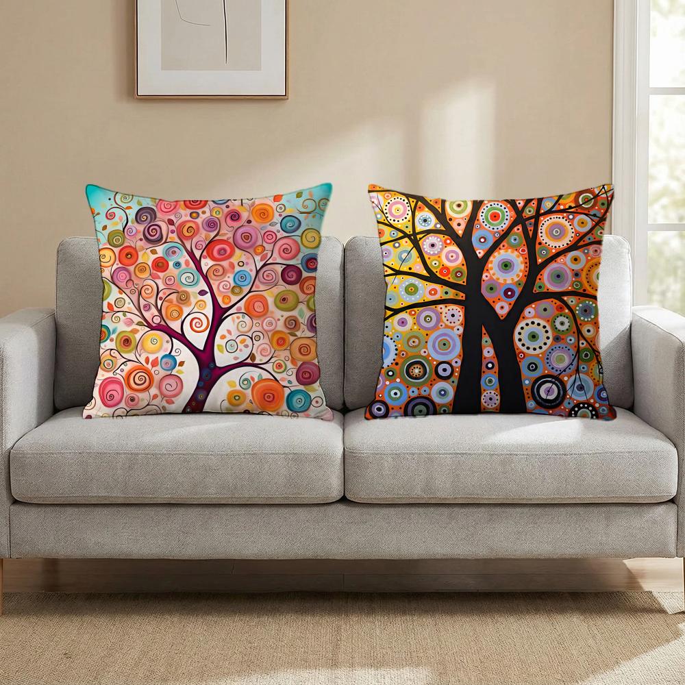 Colored Tree Cushion Cover Multi-Scene Pillow Cover for Home & Car - Reversible, Soft & Durable for Daily Use
