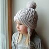 Cute Knitted Cap Fashionable Pigtail Fuzzy Ball Warm Woolen Cap Hat for Kids