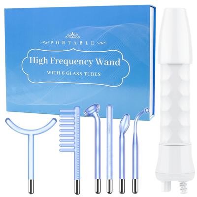 Hochfrequenz-Gesichtsmaschine, Gerät für Haar, Gesichts-Anti-Aging-Behandlung, Akne-Werkzeug, Fusion Neon + Argon Stick Skin Beauty, 6 Glasröhrchen