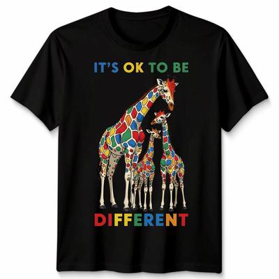 Unisex Autism Awareness Cute Cute Giraffe Its Okay To Be Different Tshirt