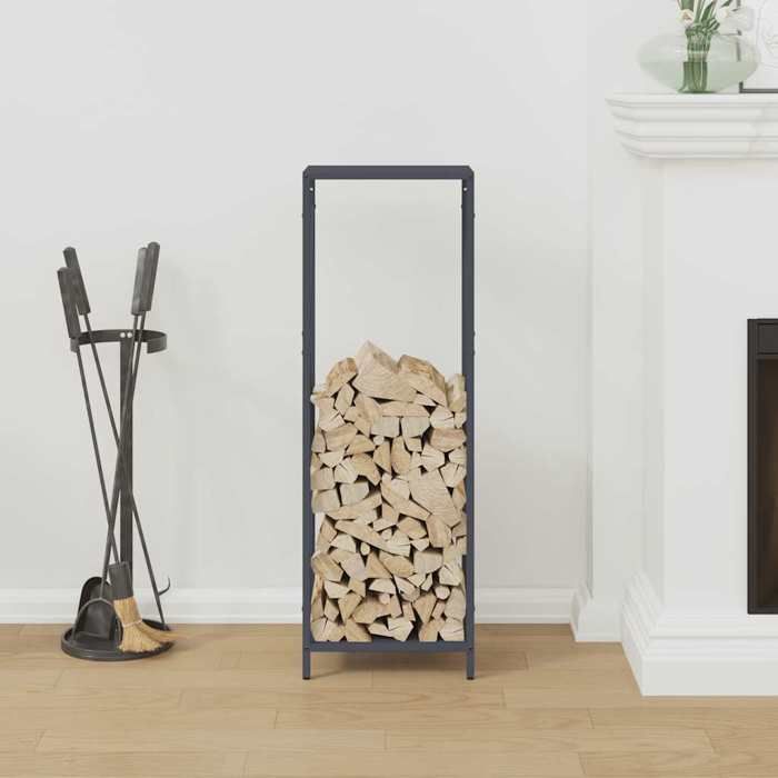 VidaXL Anthracite Firewood Rack 34x25x100 Cm, Fireplace Log Holder, Log Holder, Log Rack 864325