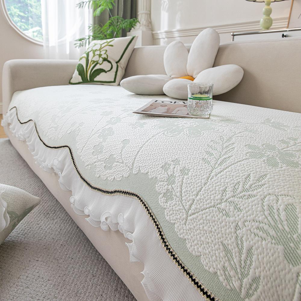 

Юбка Летняя Подушка для Дивана Новая Высококлассная Накидка-Полотенце из Прохладного Шелка Лето Лед Нескользящая Накидка на Подушку для Сиденья 70*70cm зелёный