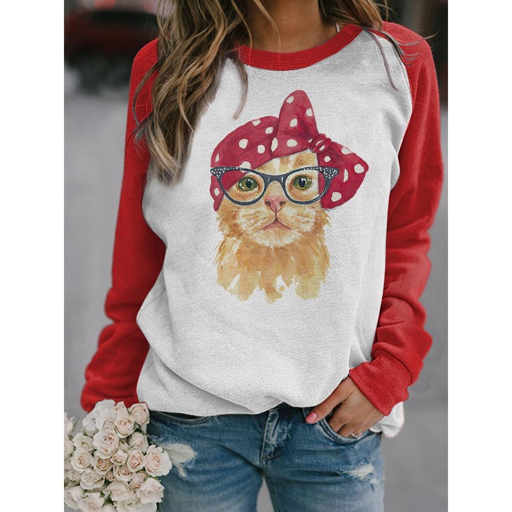 Herbst 3D Tierdruck Sweatshirts Modische Lässige Sport Langarm Damen Sweatshirts