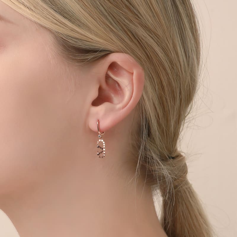 JEWNEL 14K V Cubic Oval One-Touch Ring Earrings