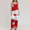 Women's Summer Suspender Jumpsuit with Retro Christmas Print and Non-Adjustable Straps