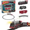 Electric Train Track Set with Lights Sound Retro Simulation Rail Car Model Children Railway Toys Kids Christmas Gift