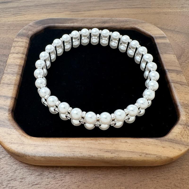 Elegant Double-Layer Imitation Pearl Bracelet - Stylish, Versatile Jewelry for Women