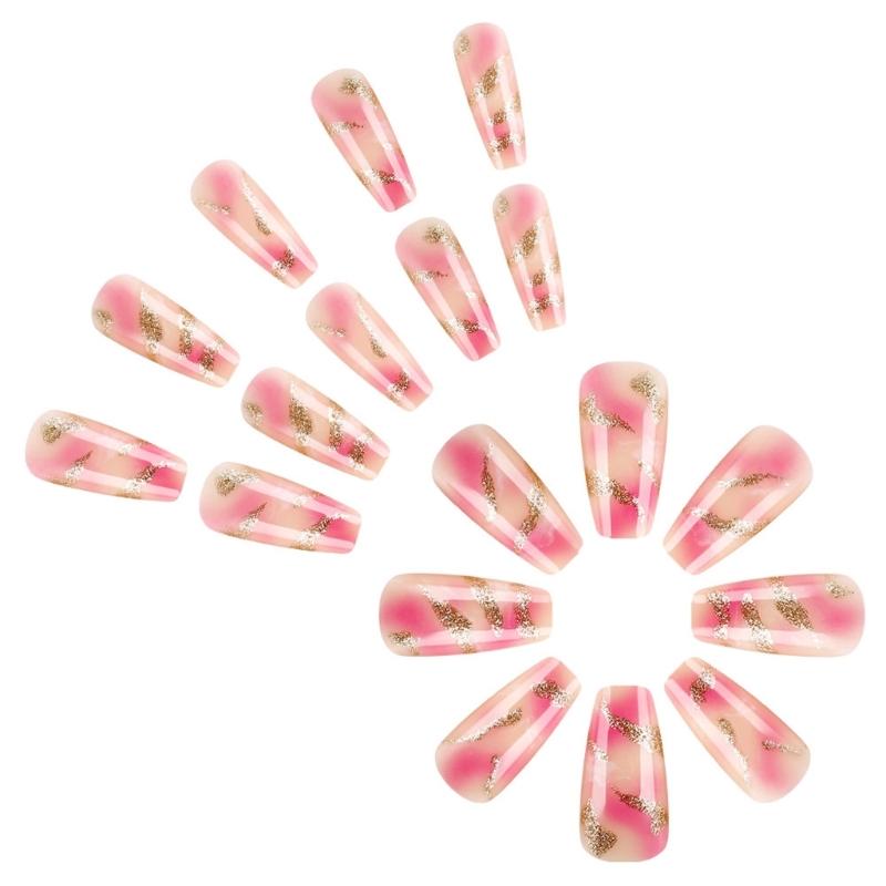 Press on Nail Ballerinas Coffin Fake Nail Designs Stick on Nail Full Cover False Nail Acrylic Glues on Nail for Womens