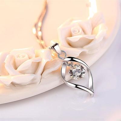 New 925 Sterling Silver Women Necklaces Fashion Drop Shape Pendant High Quality Zircon Clavicle Chain Jewelry Length 45CM