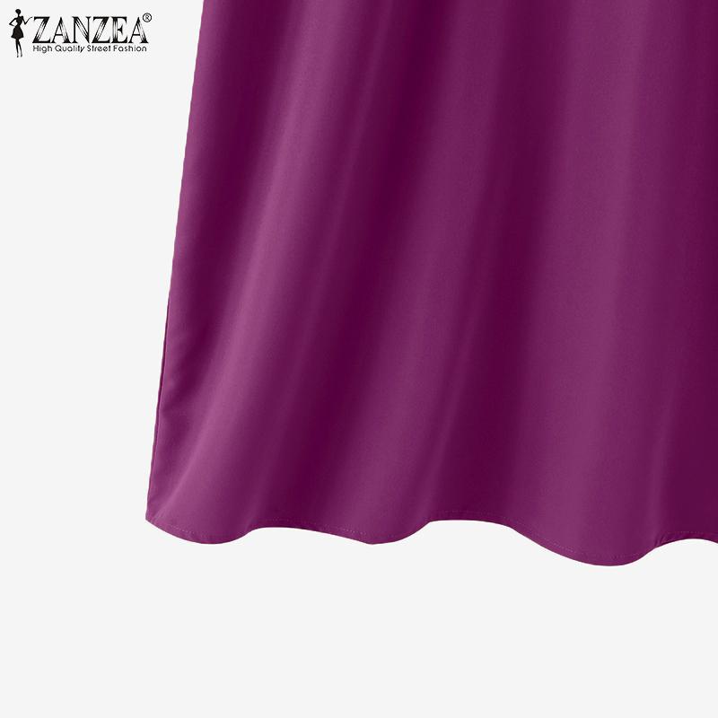 ZANZEA Dámské ležérní šaty s výstřihem do V a volným 3/4 rukávem