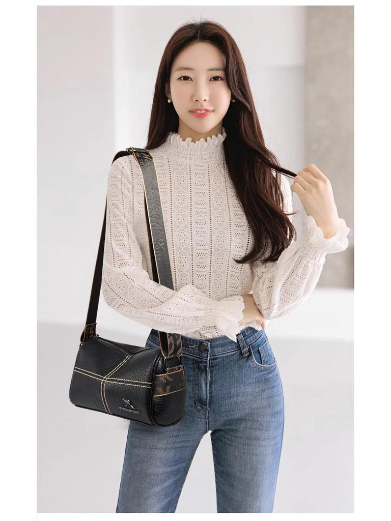 Women's Trendy Wide Shoulder Strap Handbag: Korean Fashion Crossbody Bag