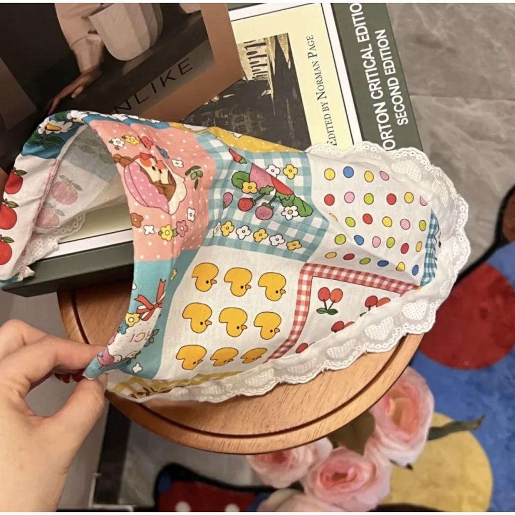 The New Summer Ins High-end Lace Headscarf Pastoral Style Baotou Triangle Scarf Headband Female Light Luxury Headdress Hair Accessories