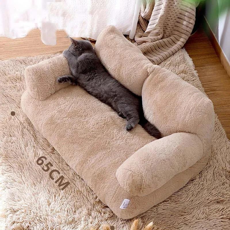 Luxury Cat Bed Sofa Winter Warm Cat Nest Pet Bed for Small Medium Dogs Cats Comfortable Plush Puppy Bed Pet Supplies 65x46x30cm