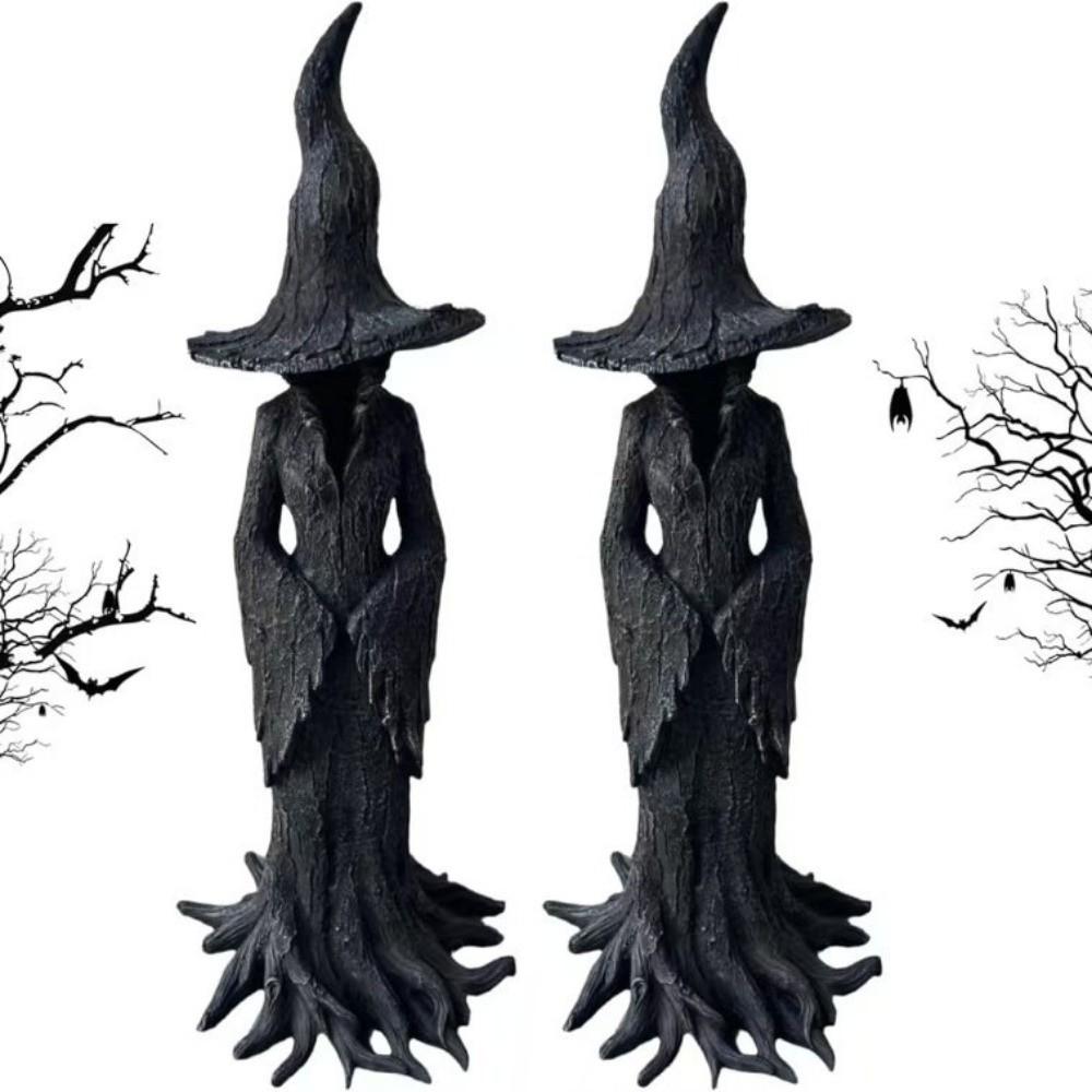 Black Ghost Witch Sculpture Gothic Halloween Party Decoration Halloween Witch Statue  Haunted House