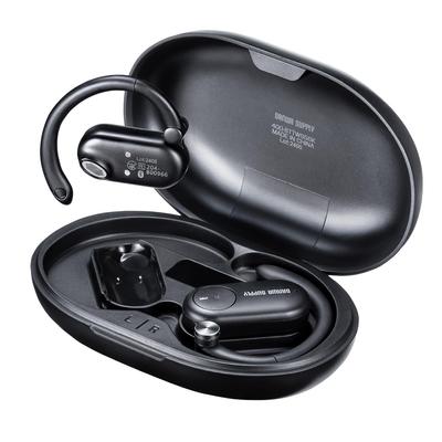 SANWA DIRECT Open Ear Earphones Bluetooth Waterproof Compatible IP5 Air Conduction Charging Adjustable Size Lightweight 10g Block Your Ears Earbuds