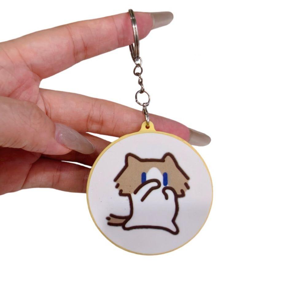 Cartoon Salary Cat Keychains With Sound Cat Keyring Creative Voice Button Keychains  Bag Pendant