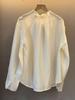 Available: Off-white Pleated Stand Collar Long Sleeve Shirt for Women - Spring/Summer 2026 Collection