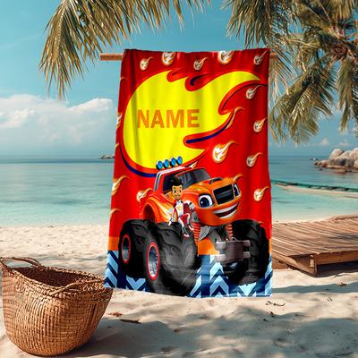 Custom Name Ultra-Soft Beach Towel with Truck Theme,Ideal for Pool - Camping, Diving - Perfect Travel Essential, Vibrant Beach Towel.