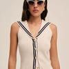 Zbzr Spring New Women clothes Western Style Fashion Temperament Versatile Sailor Collar Contrast Color Sleeveless Knit vest Top