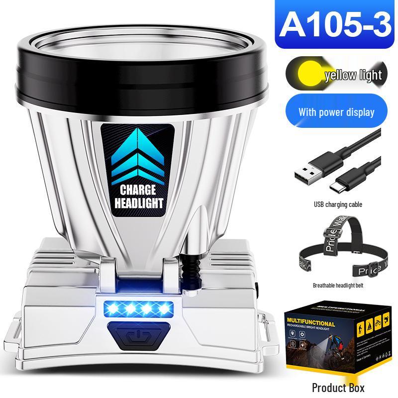 High-Brightness Rechargeable LED Headlamp for Night Fishing, Mining, Camping, and Outdoors