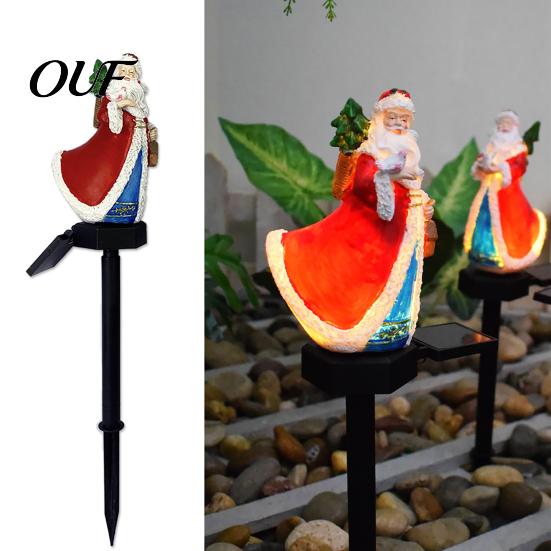 Weather Resistant Garden Night Lights Christmas Solar Stake Lights, Santa Claus Figurine Lamp, Waterproof Outdoor Holiday Lighting for Landscape Light