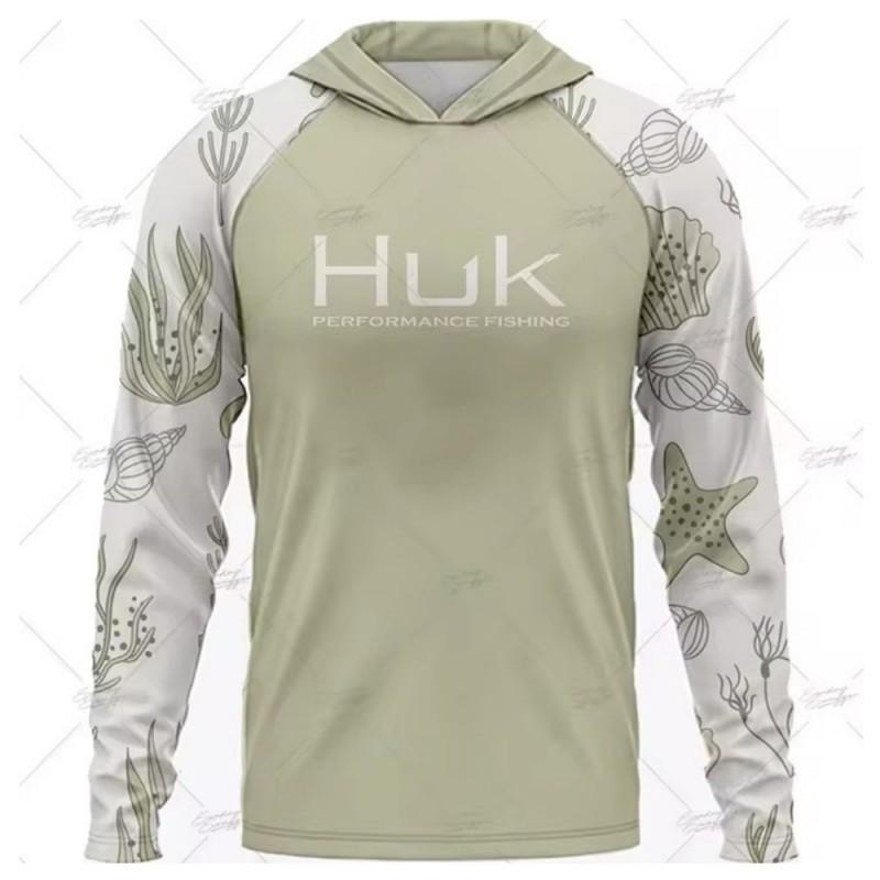 HUK Long-sleeved Hooded Fishing Suit Sunscreen UPF50 Quick-drying Light Men s Sports M
