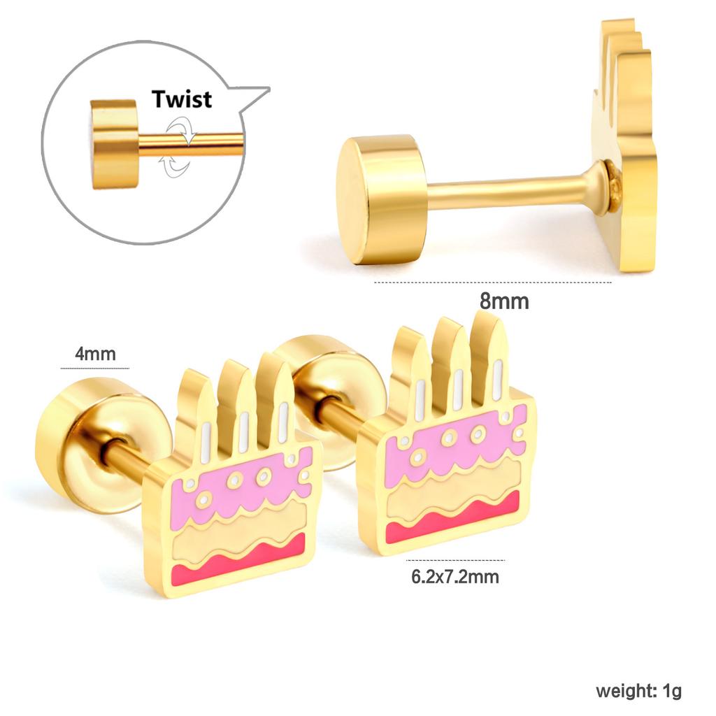 Simple Rainbow Screw Ear Cartilage Studs Fresh And Versatile Earrings For Women