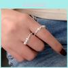 Trendy 2022 Natural Pearl And Silver Adjustable Ring Elegant Geometric Design For Women