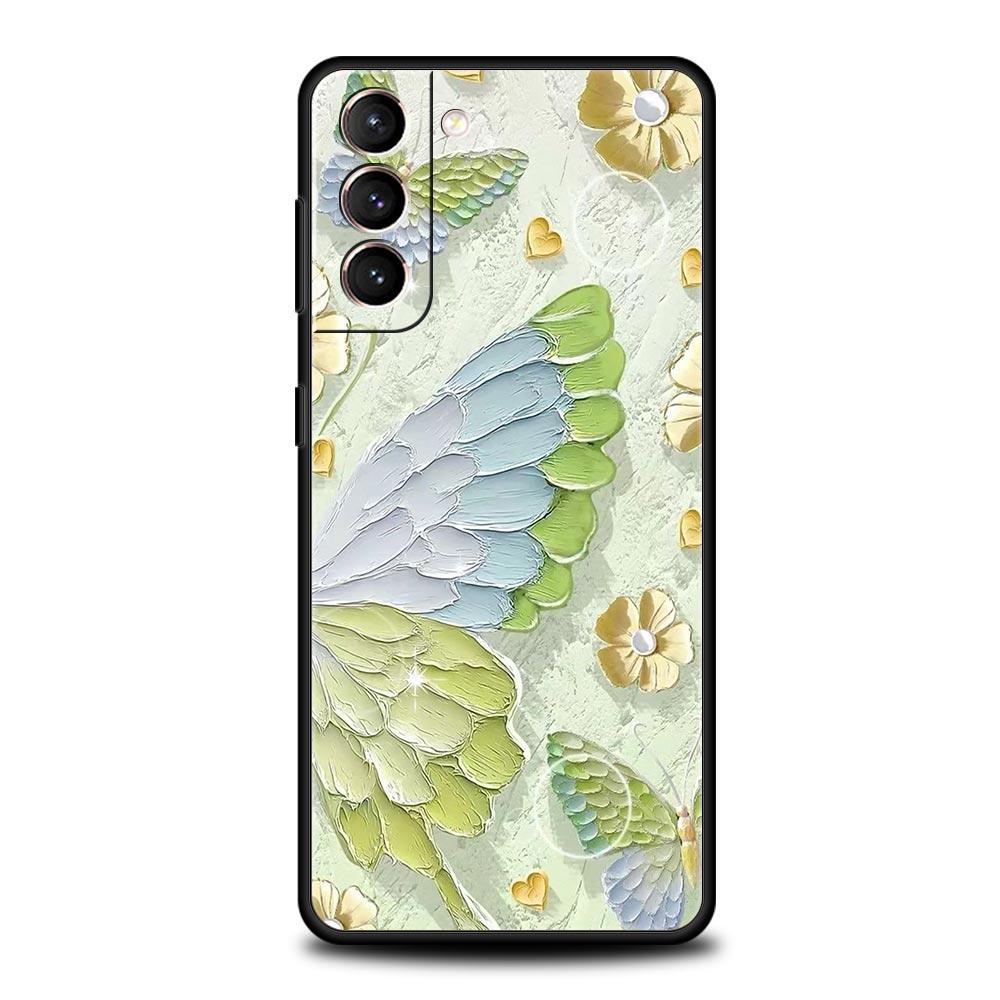 Phone Case For Samsung Galaxy S25 Edge S24 S23 S22 S21 Ultra S20 FE 5G S10 S10E S9 Plus Soft TPU Cover Oil Painting Flower