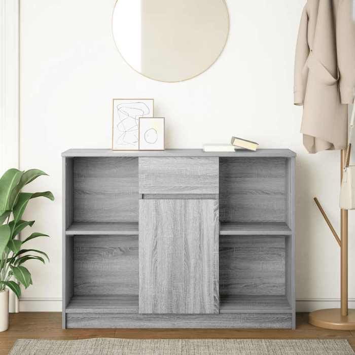 VidaXL Buffet avec tiroir sonoma gris 101x35x76 cm bois d'ingénierie, meuble de rangement, buffet, meuble d'entrée, meuble 861567