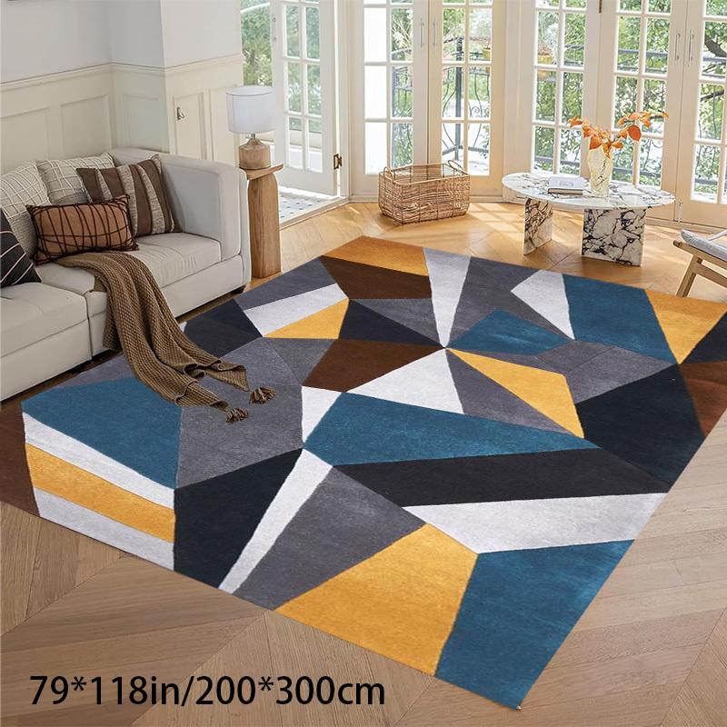 

Modern Geometric Velvet Area Mat Non Slip Backing Machine Washable Soft Durable Living Room Bedroom Office Decor 50x80cm20x31in