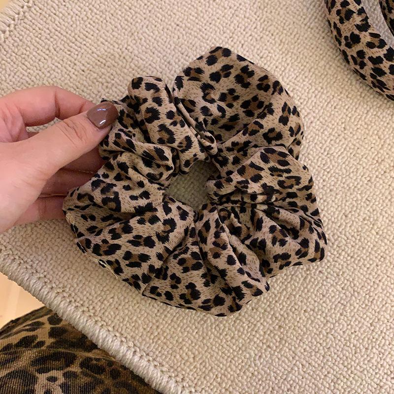 Koreanischer großer Leoparden-Scrunchie für Damen, elastische Haarbänder, schlichtes Vintage-Haarseil, Haargummis, Kopfschmuck, Haarschmuck für Mädchen
