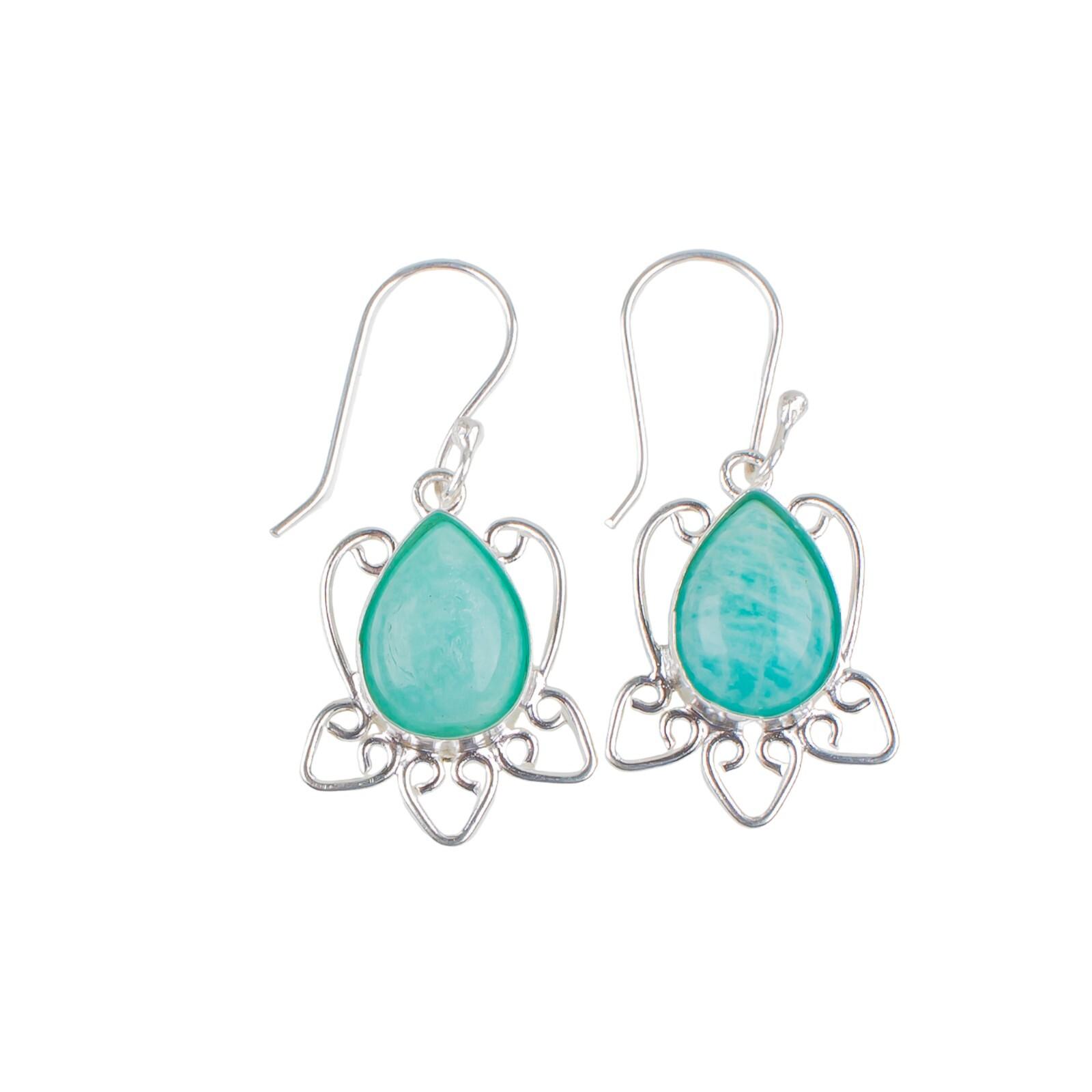 

Natural Amazonite Gemstone 925 Sterling Silver Earrings 1.70 Women Jewelry EE-40-25