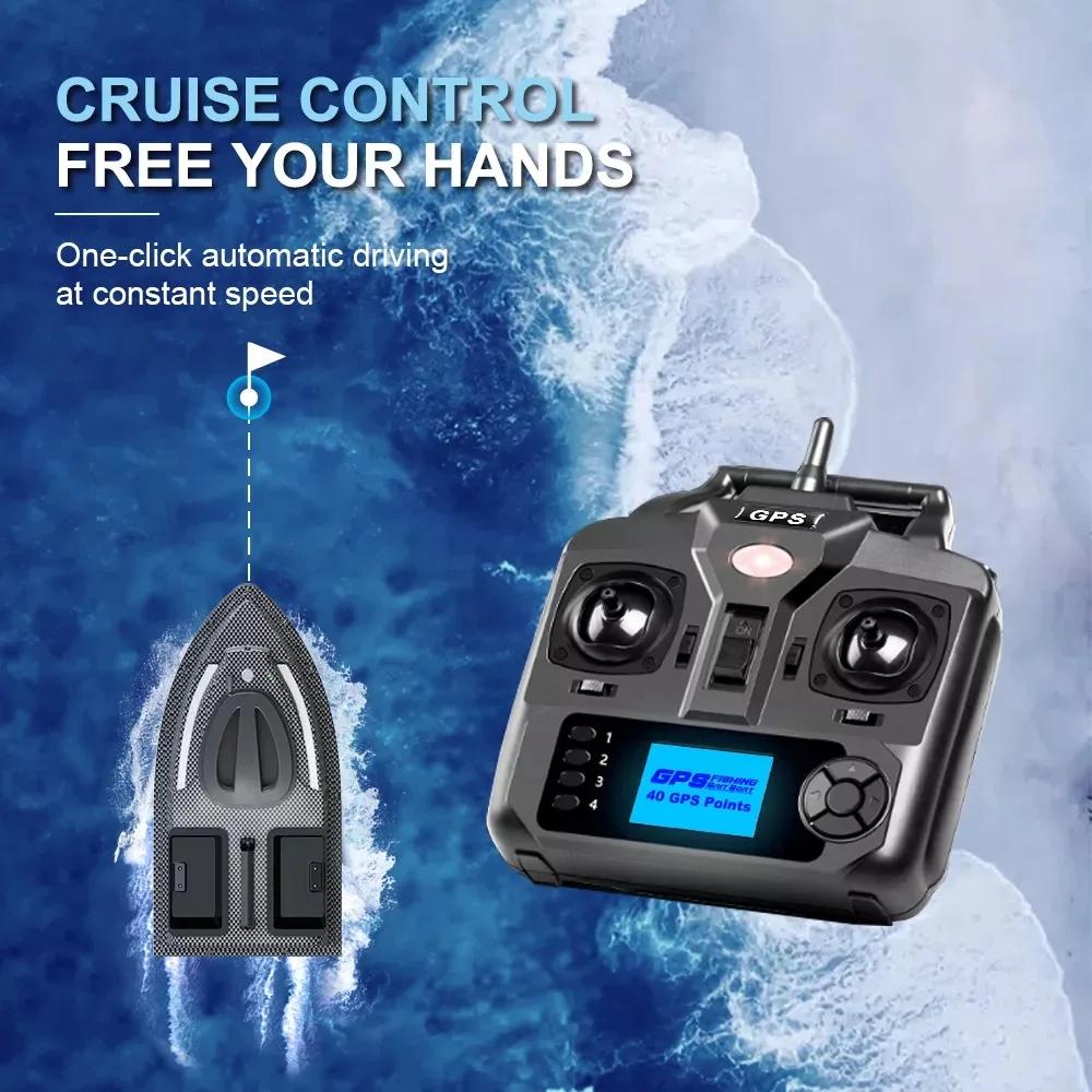 Remote Control Bait Boat V700/V900 GPS 40 Fishing Points 500 M Remote Control 2 Hoppers with Weight of 1.5KG Automatic Return Night Fishing Boats
