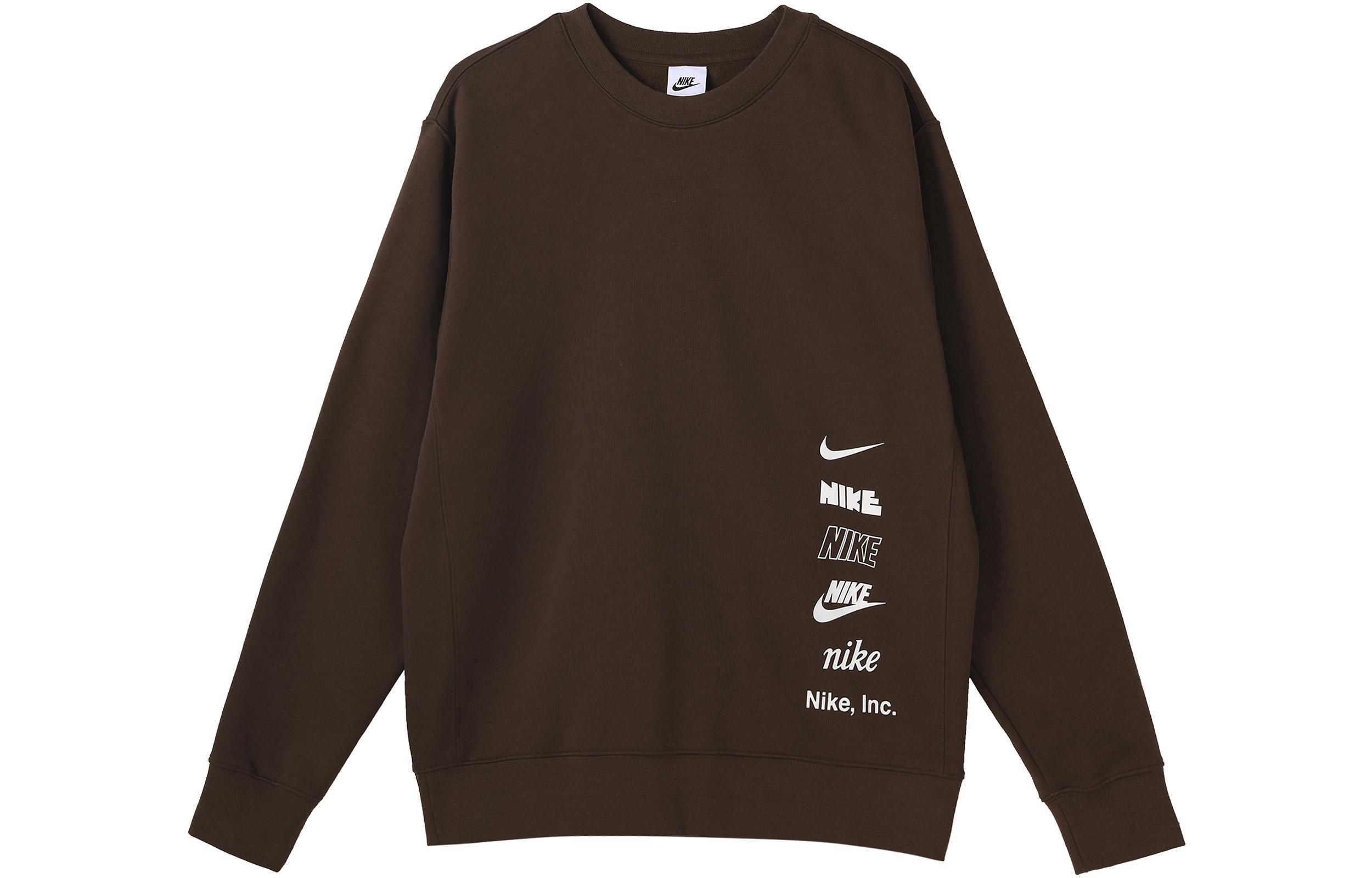 Nike T Shirts Men s Brown Crew Neck Moderate Straight Fit DX0782-227 L