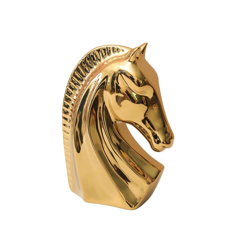 1PC Golden Horse Head Ornament Creative Room Decoration Porch TV Wine Cabinet Study Office Home Decoration Gift
