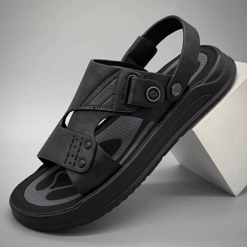 Men s Genuine Leather Non-slip Breathable Beach Sandals  Flip-flops 41