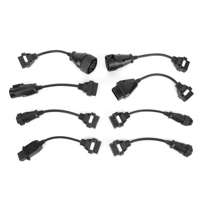 8 pezzi Cavi di Estensione Connettore OBD2 per Camion Strumento di Diagnosi Auto Set Completo Nero DC 12V